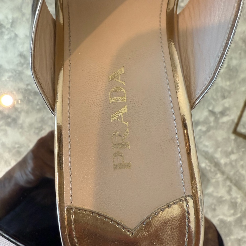 Prada Metallic Gold Wedge Sandals Size US 11(41.5eu) - Picture 3 of 15